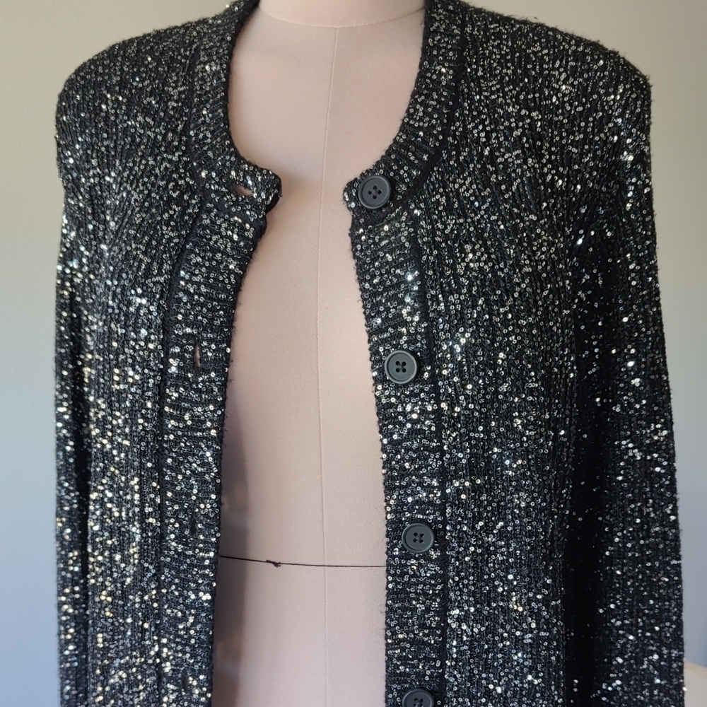 Chic Black and Silver Women's Blazer